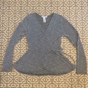 Caution to the Wind Faux Wrap Peplum Top